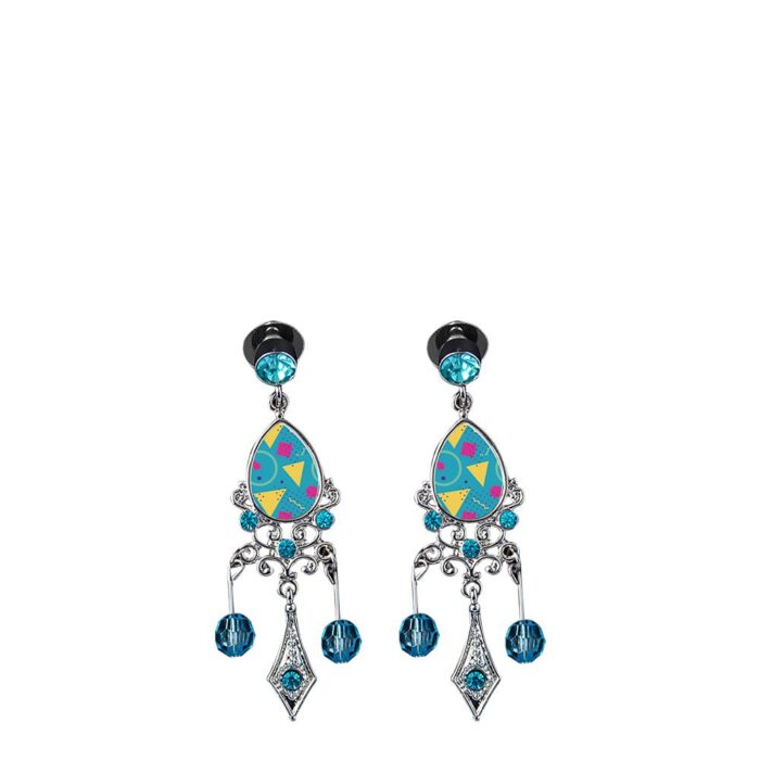 Σκουλαρίκια μωβ με στρας - Image 2