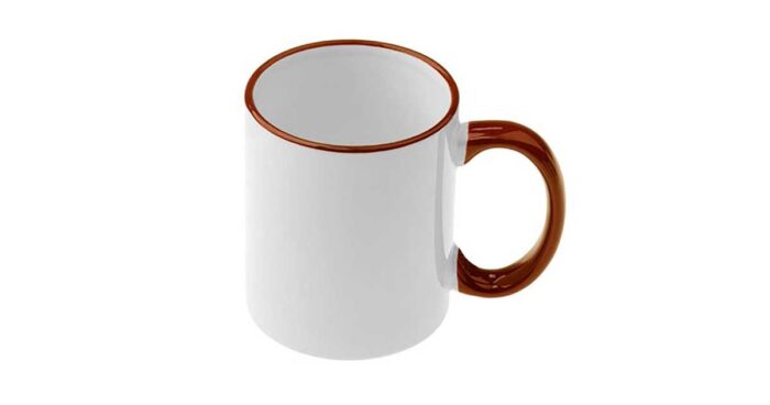 Κούπα Λευκή με Καφέ Χείλος και Χερούλι με Εκτύπωση - Image 2