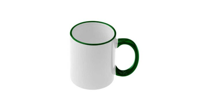 Κούπα Λευκή με Πράσινο Σκούρο Χείλος και Χερούλι με Εκτύπωση - Image 2