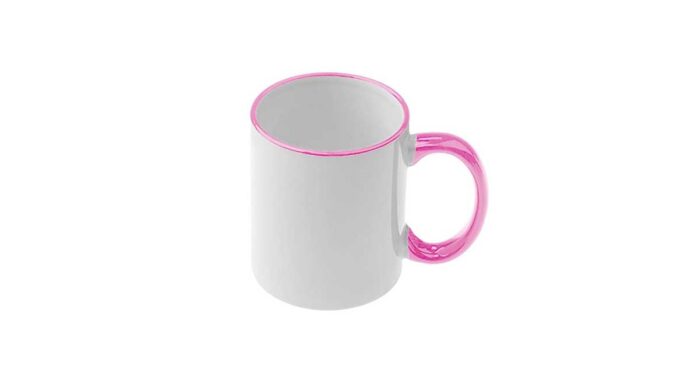 Κούπα Λευκή με Ροζ Χείλος και Χερούλι με Εκτύπωση - Image 2