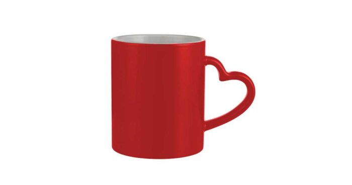 Μαγική Κούπα Matt Κόκκινη με Χερούλι Καρδιά με Εκτύπωση - Image 2