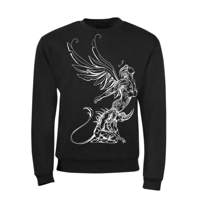 foyter-xoris-koukoula-angel-devil-stampariseto-leuki-stampa Διάολος μεταμόρφωση Αγγέλου tribal στυλ Φούτερ χωρίς κουκούλα - Image 1