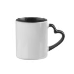 Κούπα Λευκή Μαύρη με Χερούλι Καρδιά με Εκτύπωση