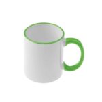 Κούπα Λευκή με Πράσινο Ανοιχτό Χείλος και Χερούλι με Εκτύπωση