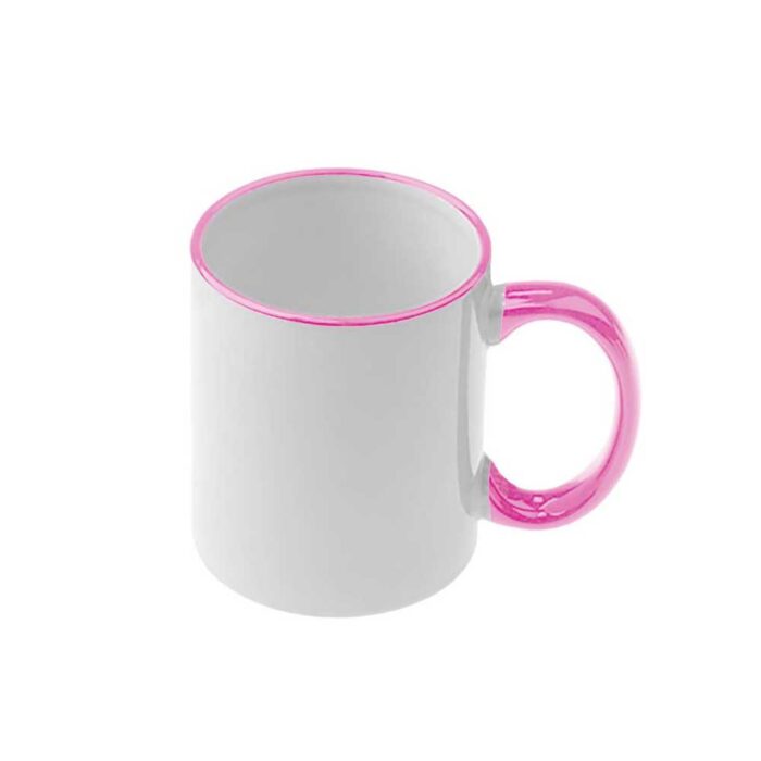 Κούπα Λευκή με Ροζ Χείλος και Χερούλι με Εκτύπωση - Image 1