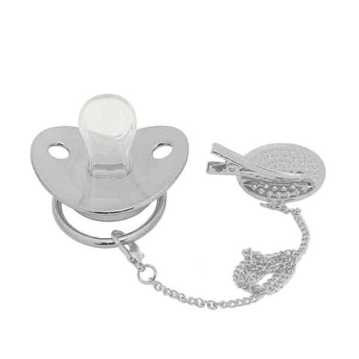 Πιπίλα ασημί custom εκτύπωση με στρας - Image 1