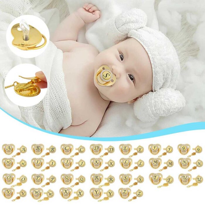 Πιπίλα custom εκτύπωση αρχικό γράμμα με στρας - Image 1