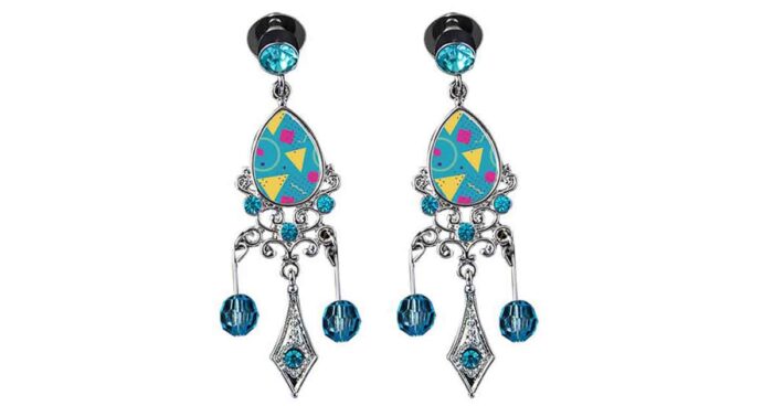 Σκουλαρίκια μωβ με στρας - Image 8