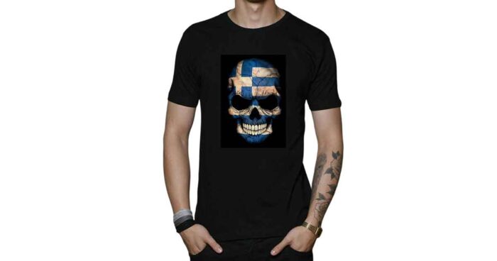 Νεκροκεφαλή Ελληνική σημαία T-shirt - Image 18