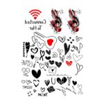 Τατουάζ νερού σώματος με σχέδια αγάπης καρδιές με μουσικά μοτίβα