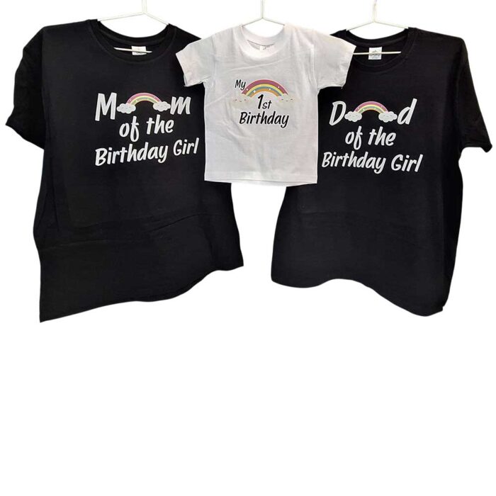 tshirt-mom-dad-first-birthday-stampariseto Οικογενειακό σετ Birthday Girl - Image 1